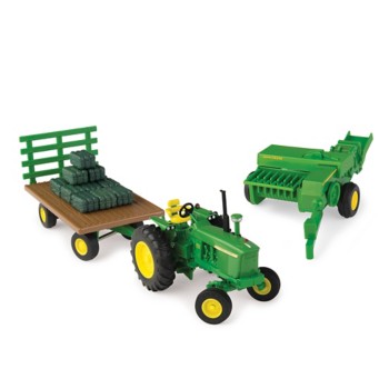 john deere tractor and round baler toy